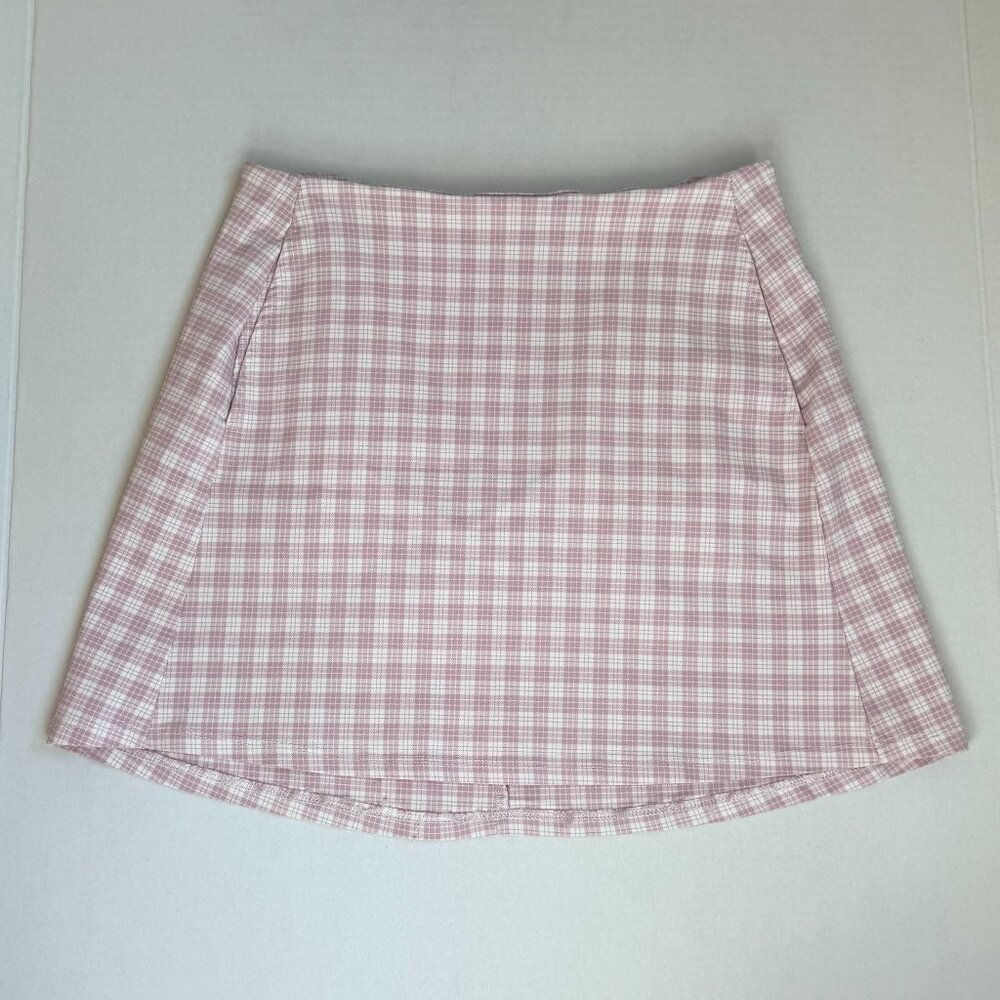 Altar'd State Pink Gingham Mini Skirt – Plaid A-Line High Waist Skirt